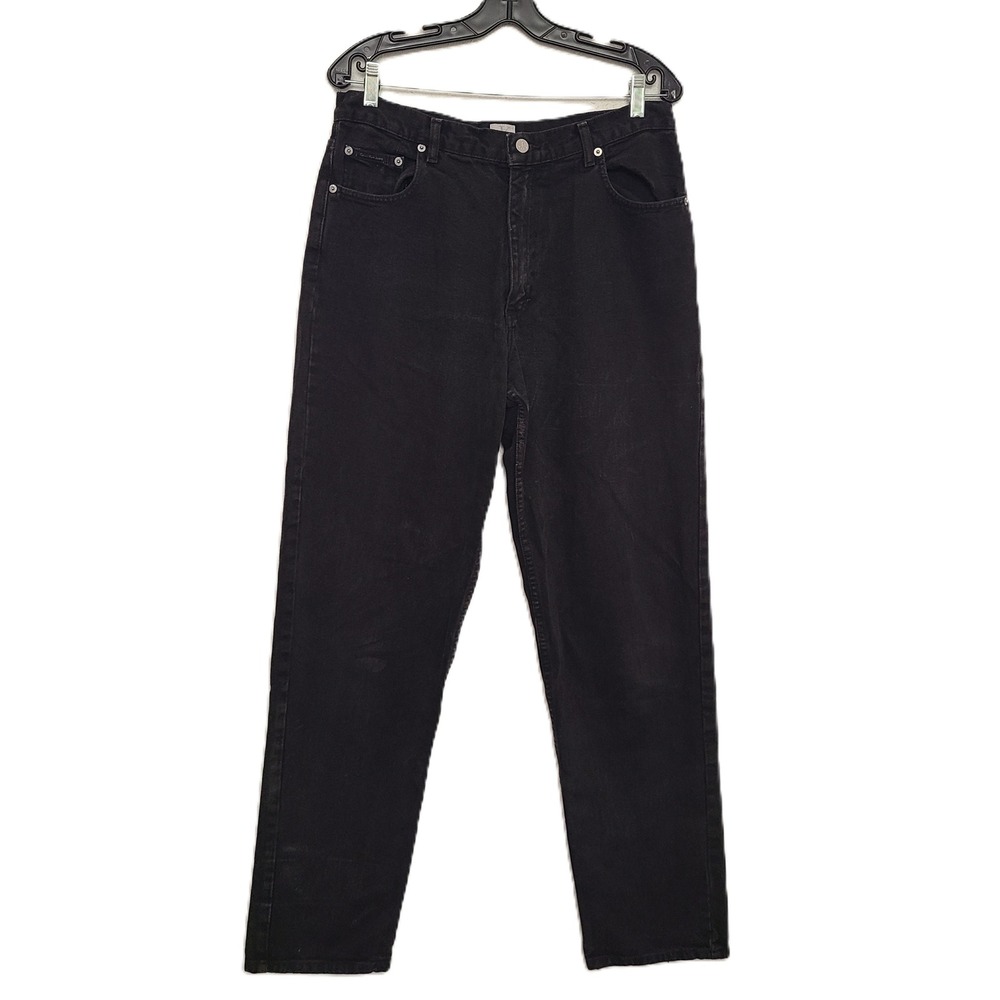 Vintage 90s Calvin Klein 100% Cotton Black Sz 34 Straight Leg High Rise Mom Jean